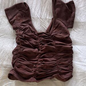 Free People Intimately Ruched Brown Top for Women, M/L, NWOT